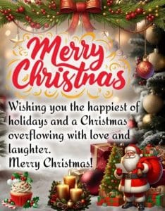Sparkling Merry Christmas 2025 text on red background
