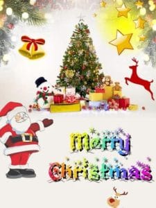 Santa moonlight silhouette on rooftop HD