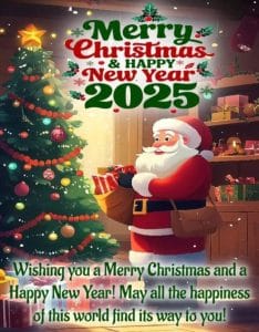 Santa hat on snowy wooden table Merry Christmas 2025